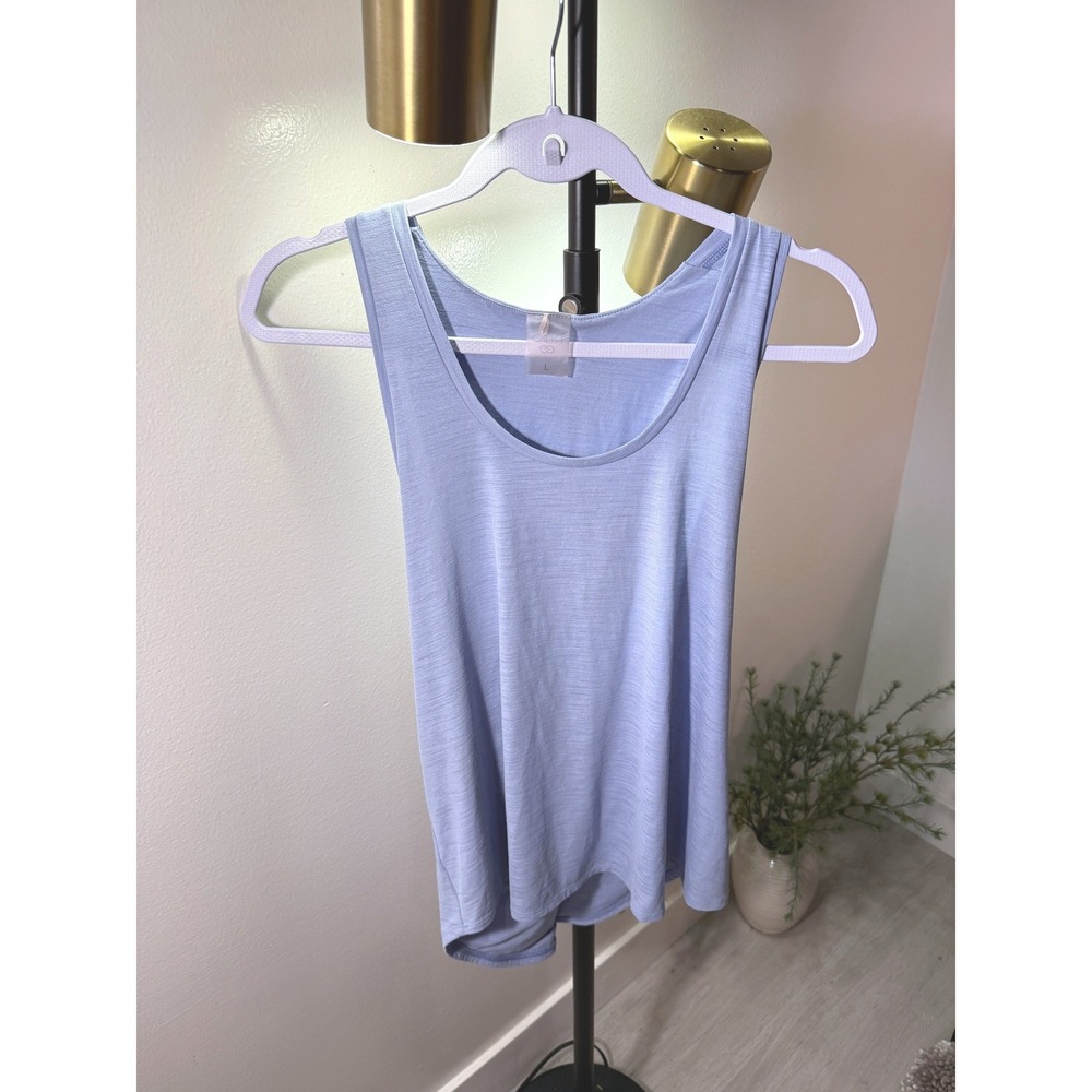 Calia scoopneck tank ultra soft gym comfort cooling periwinkl blue cozy LG‎ EUC